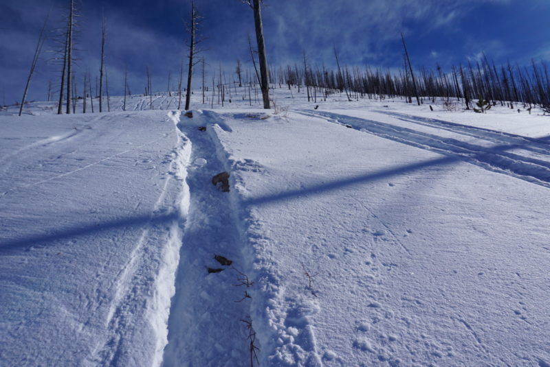 Thin conditions for snowmobiling.