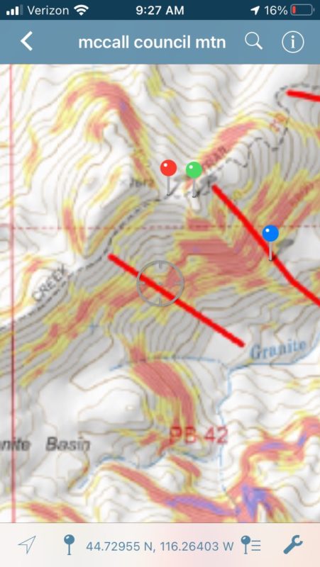 Blue Pin is where the victim was dug up.