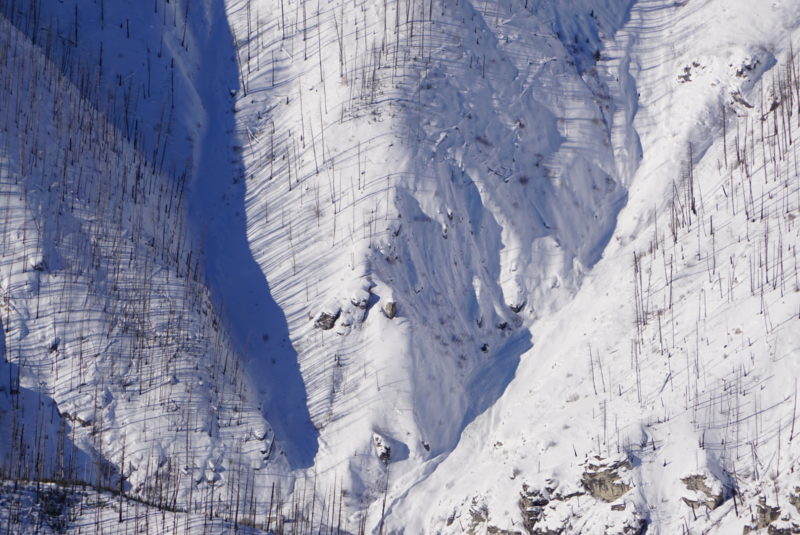 Avalanche debris likely from recent storm.