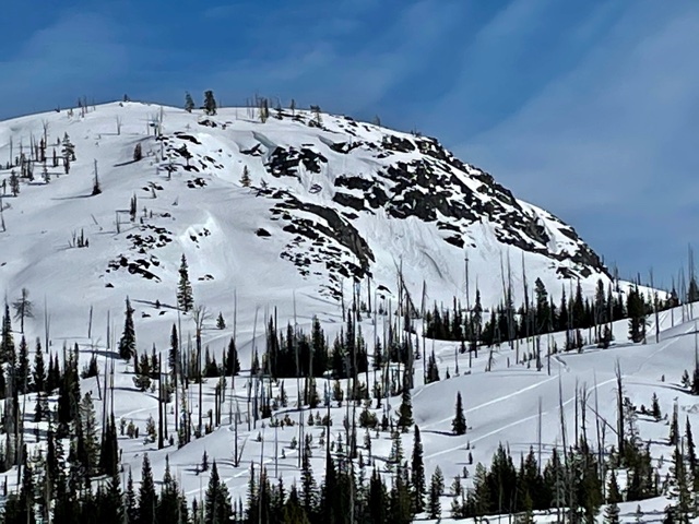 Wet- loose avalanche off the rocks and peeled a tiny corner of a slab off