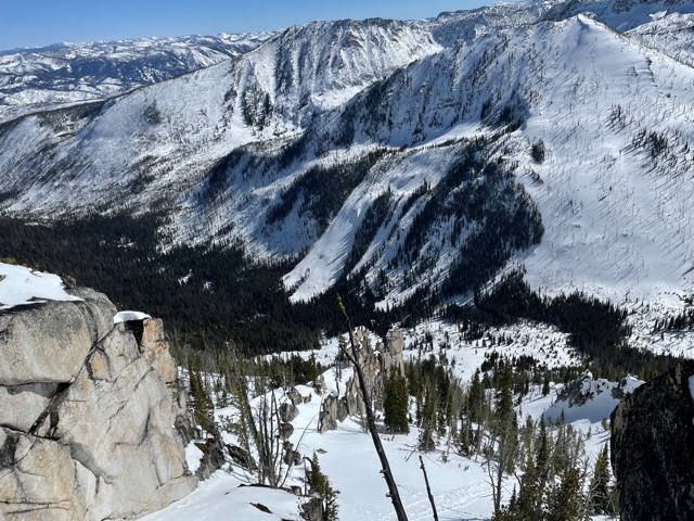 South East aspect producing small wet-loose avalanches in the afternoon heat