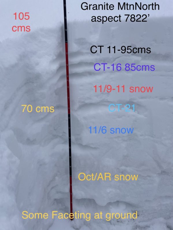 Snowpit photo with layers.