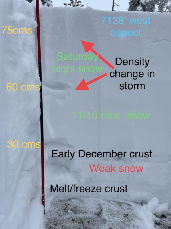 Snow pit photo with layers