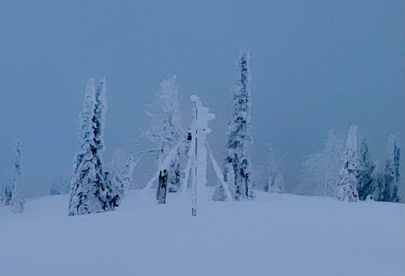 Granite weather station on Monday afternoon 12/27 with 180 cm, or 70.8 inches of total snow, 5 degrees F