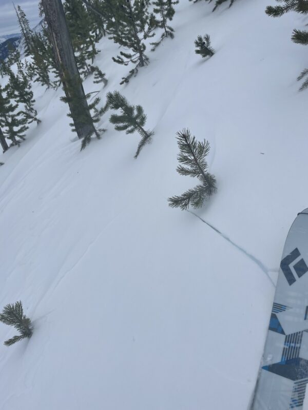 Fresh wind slabs sensitive to weight of skier.