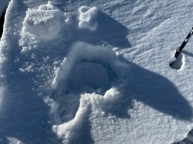 Buried Surface hoar beneath the last 4-5