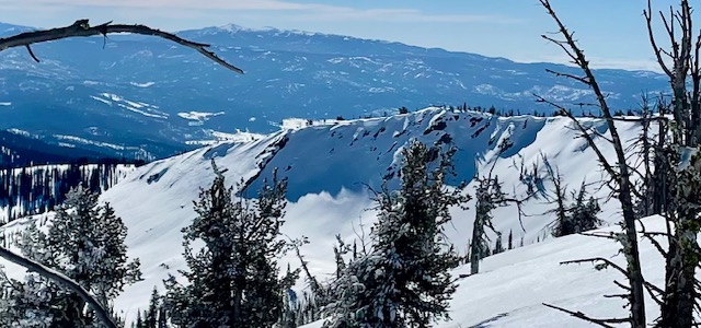 Natural Avalanche Crowns, about 8 inches deep, size D2 evidence was visible on N aspects of Granite Mtn that likely happened mid-storm, February 15th.  
