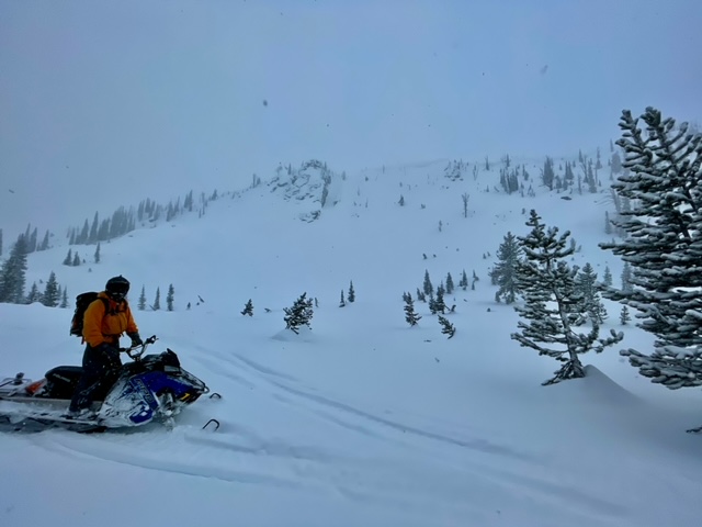 Fresh cornice lips on North Face of Green Mountain