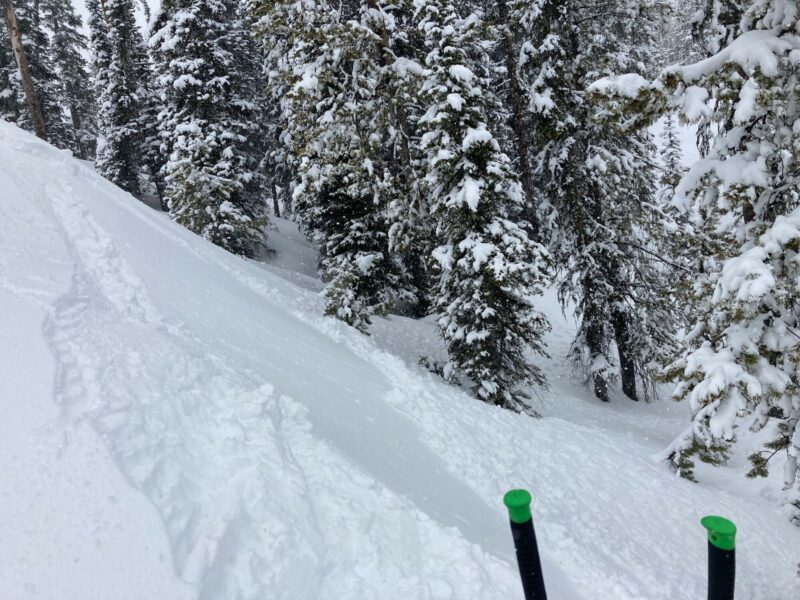 Small pocket of wet loose snow I pulled out on the exit