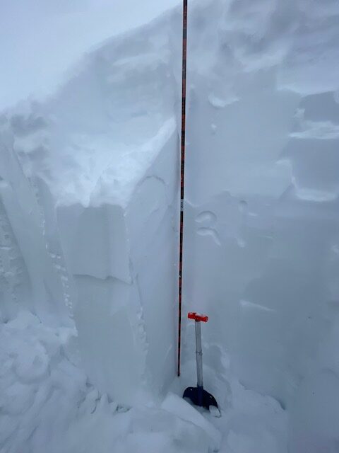 Just above Lyod's lake off the road, there was about 8 feet that had blown in. You can see some of the density changes in the storm