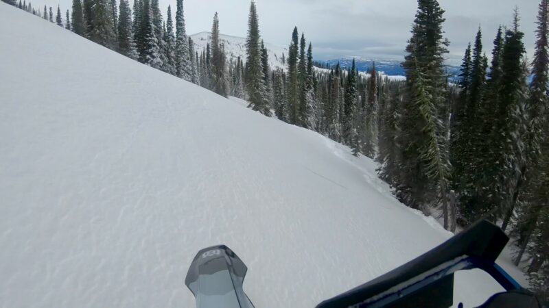 Entering, can see crack below me just above the trees