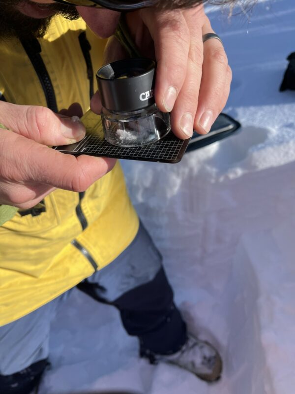 Checking out the faceted snow
