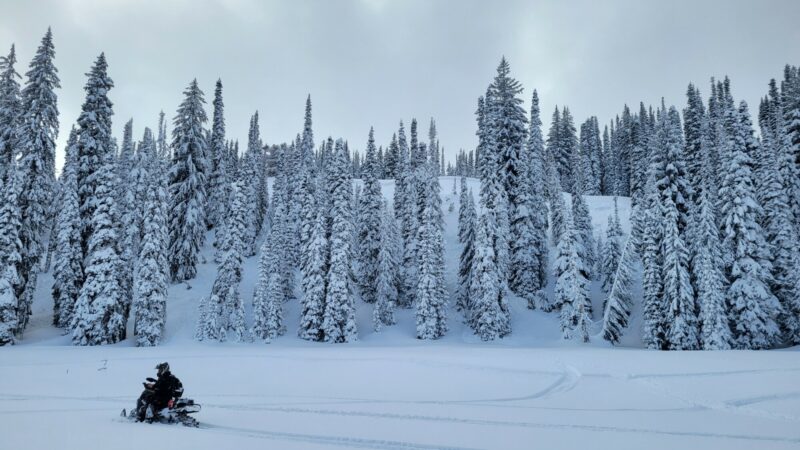 Large slide above Poison Lake triggered by sled on shelf above.