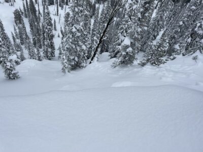 Cornice break triggered slide on east aspect off ridge.