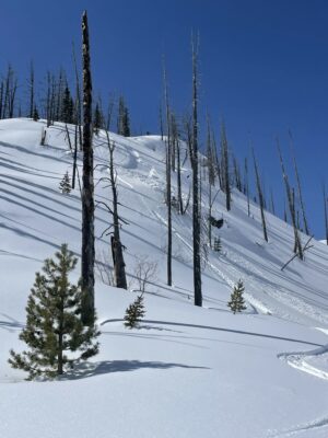 Ski turn popped out a small pocket in dry north.