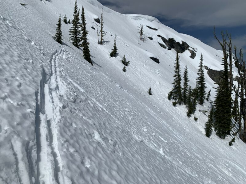 Our turn around and the upper slide path that we set off.  In hindsight, we shouldn't have climbed that high.